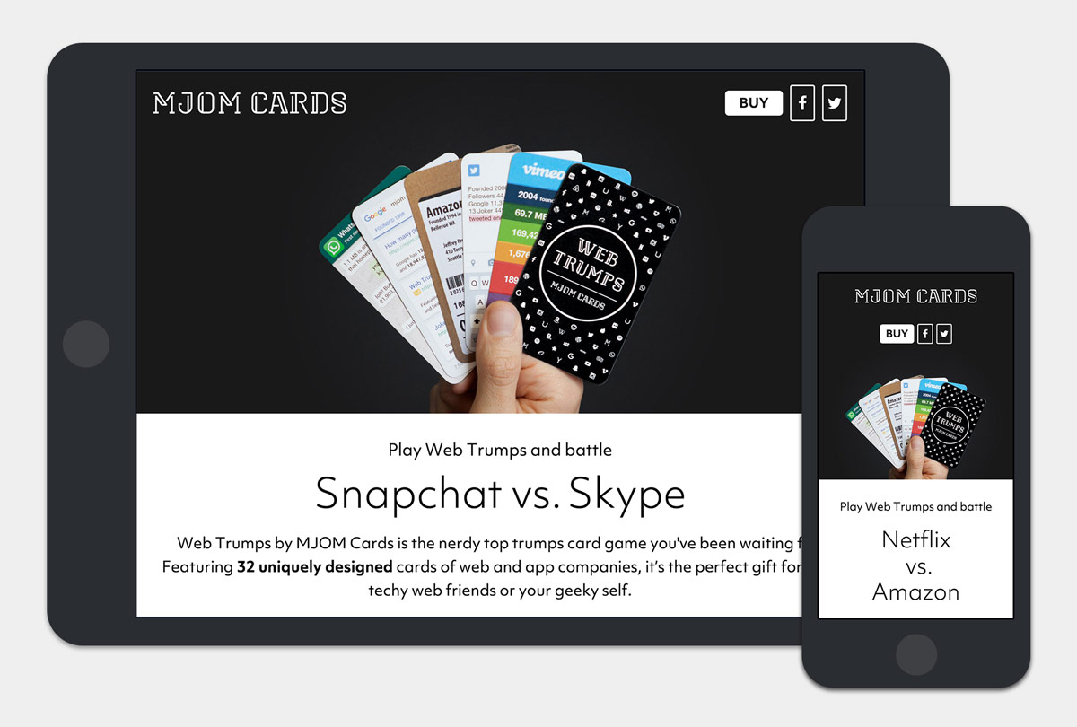 MJOM Cards Web Trumps Responsive Webdesign auf Tablet und Mobile